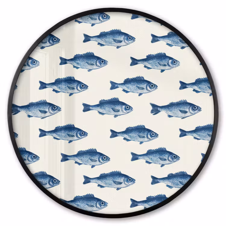 Ronde fotolijst - Vis - Patroon - Blauw — 1