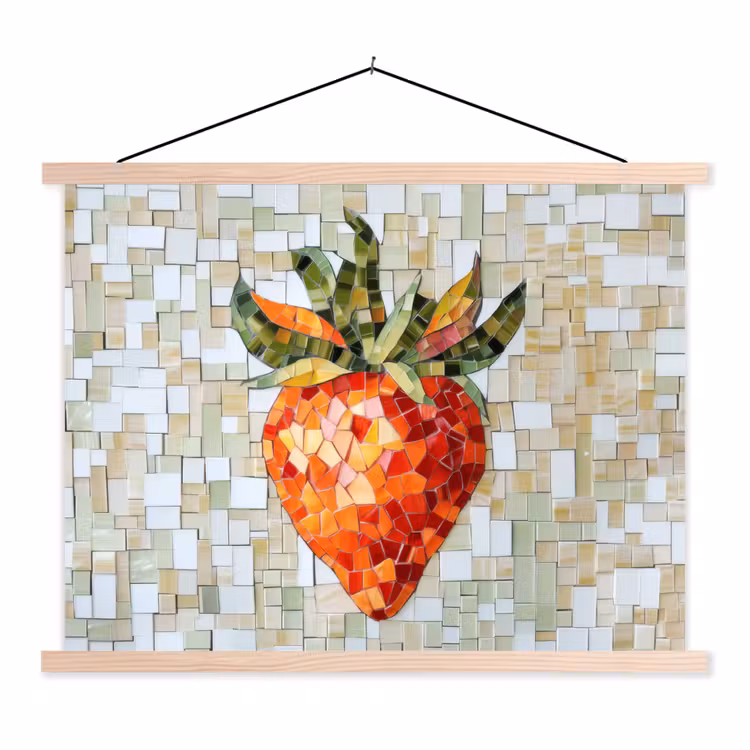 Schoolplaat - Aardbei - Rood - Mozaïek - Fruit — 1