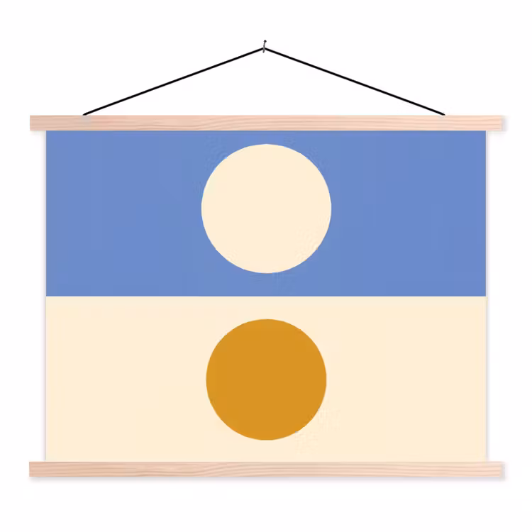 Schoolplaat - Cirkels - Symmetrisch - Wit - Blauw- Geel — 1