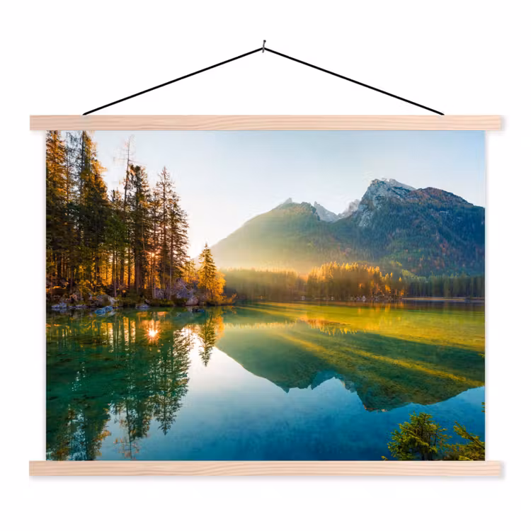 Schoolplaat - Meer - Bos - Bergen - Natuur - Zon - Landschap — 1