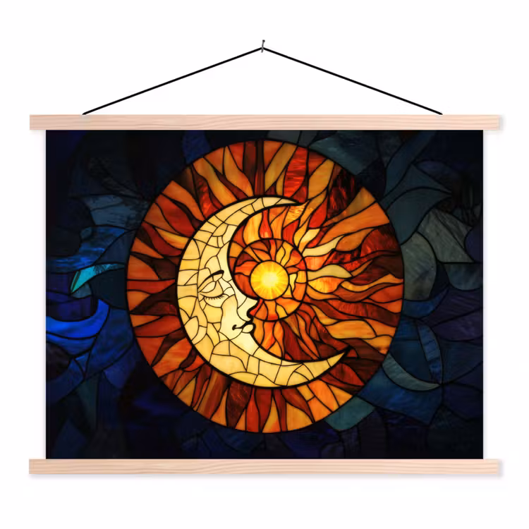 Schoolplaat - Mozaïek - Glas - Maan - Donkerblauw — 1
