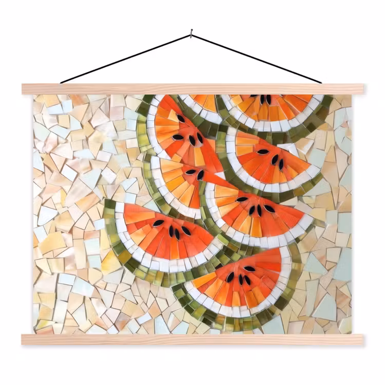 Schoolplaat - Mozaïek - Watermeloen - Rood - Pitten — 1