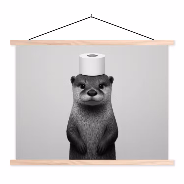 Schoolplaat - Otter - WC rol - Zwart - Wit — 1