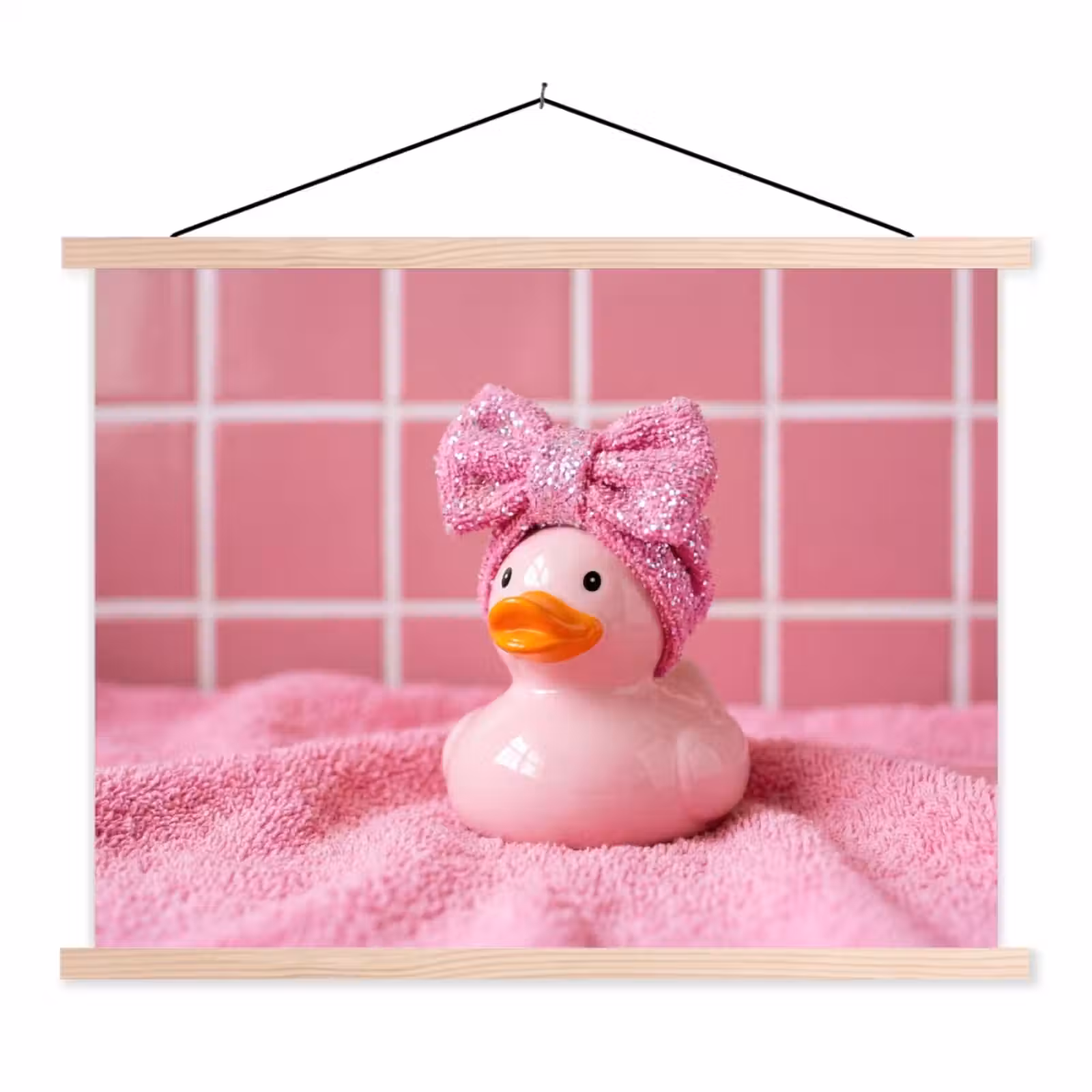 Schoolplaat - Badeend -Strik - Roze — 1