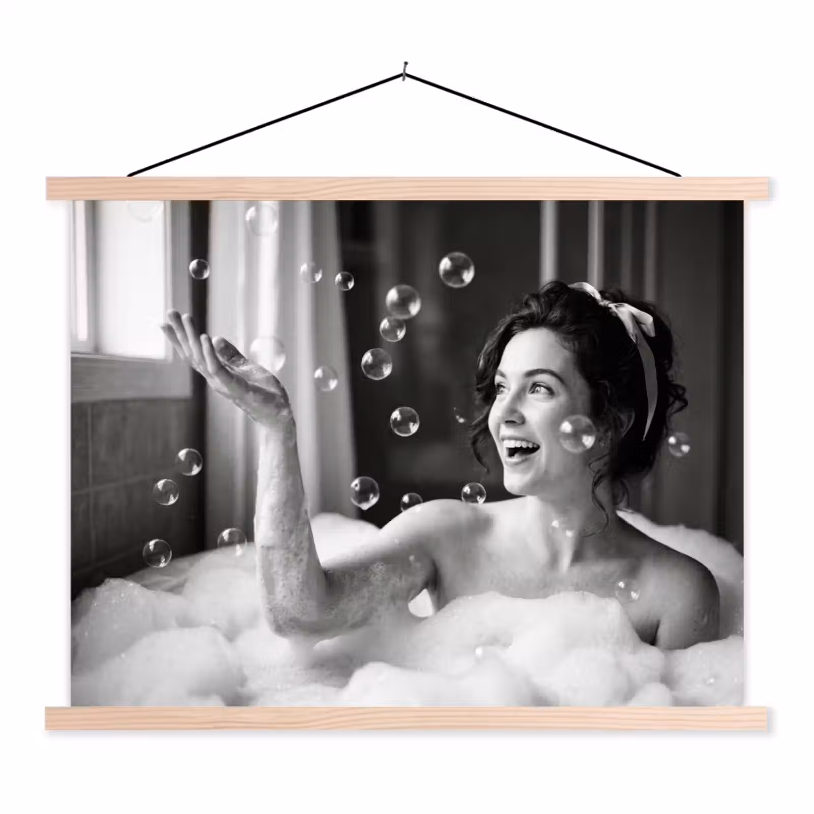 Schoolplaat - Bad - Bubbels - Zwart - Wit — 1
