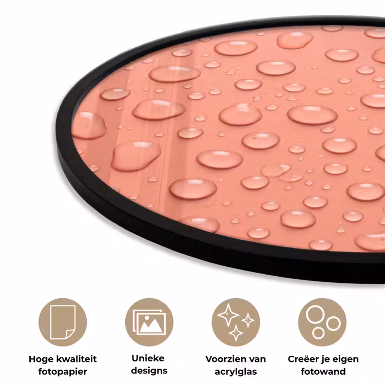 Ronde fotolijst - Water - Druppels - Roze — 5