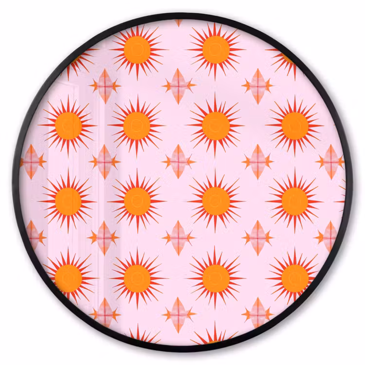 Ronde fotolijst - Zon - Patroon - Roze — 1