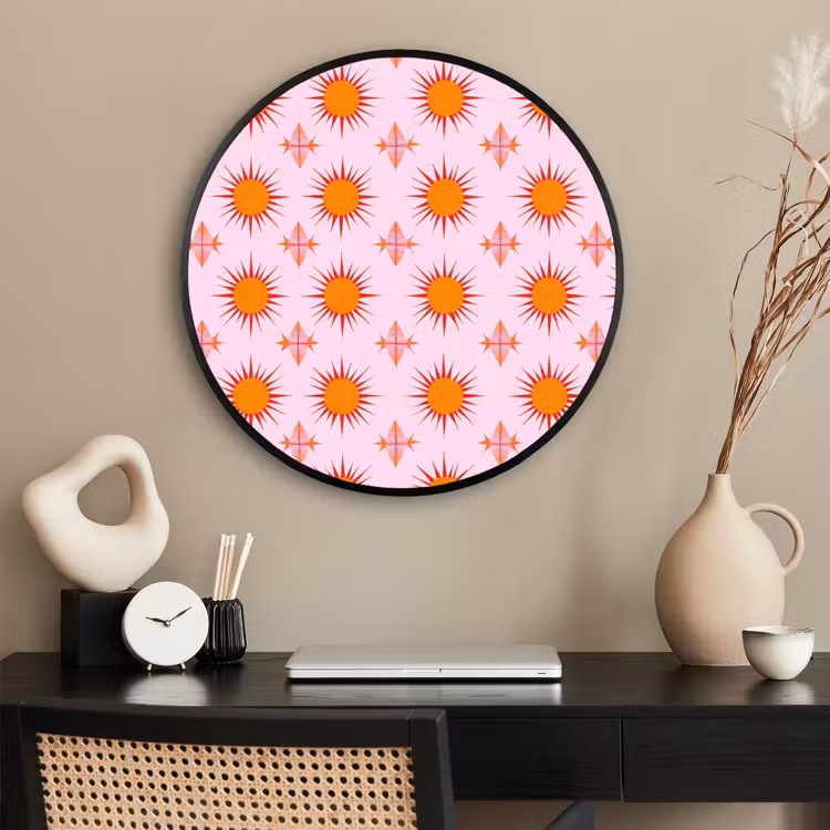 Ronde fotolijst - Zon - Patroon - Roze — 2