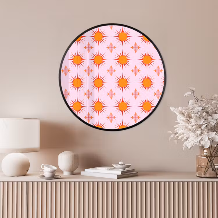 Ronde fotolijst - Zon - Patroon - Roze — 4