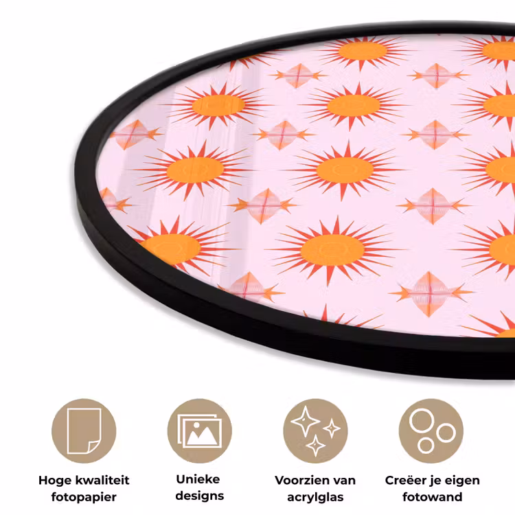 Ronde fotolijst - Zon - Patroon - Roze — 5