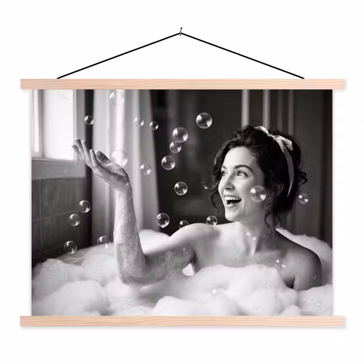 Schoolplaat - Bad - Bubbels - Zwart - Wit — 1