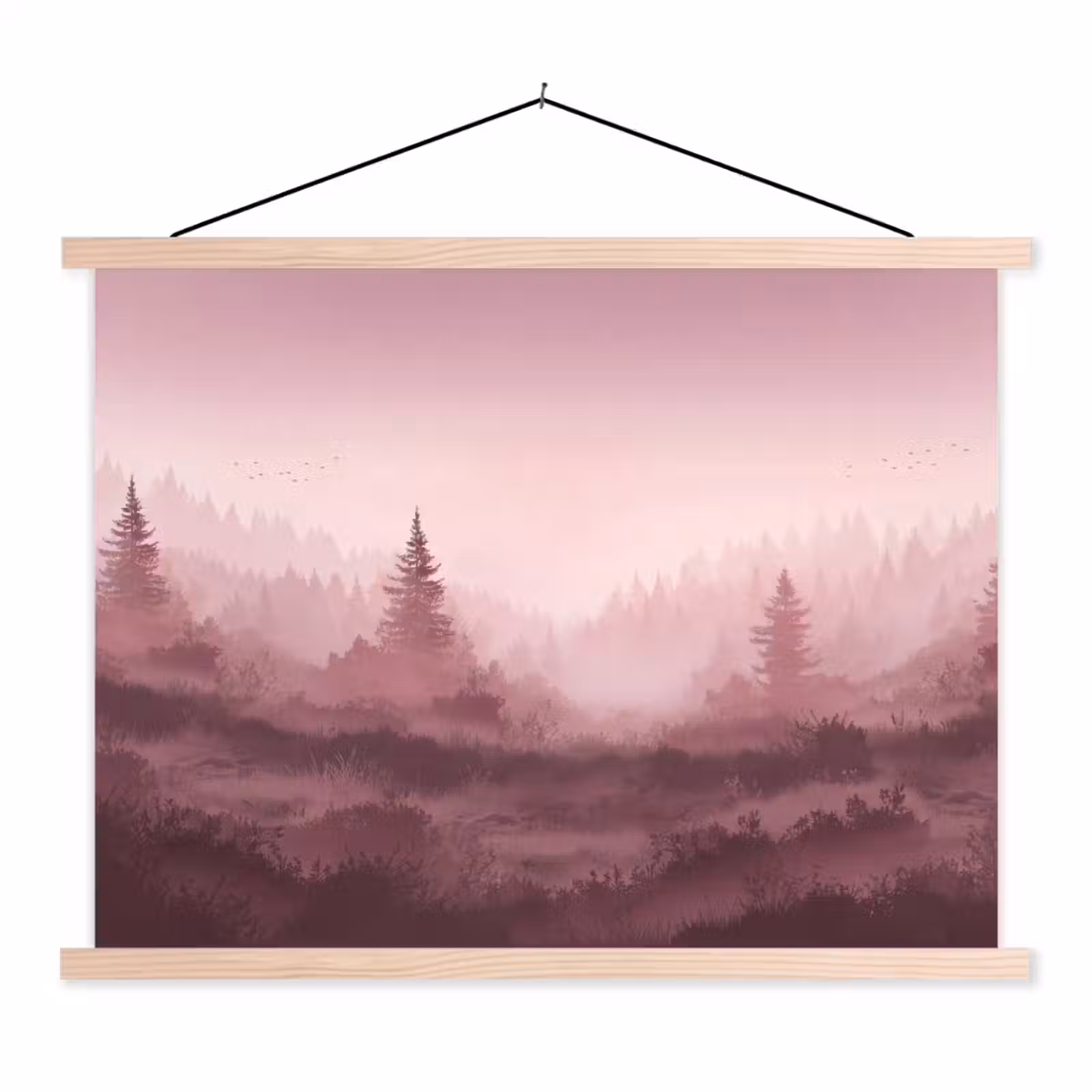 Schoolplaat - Landschap - Mistig - Roze — 1