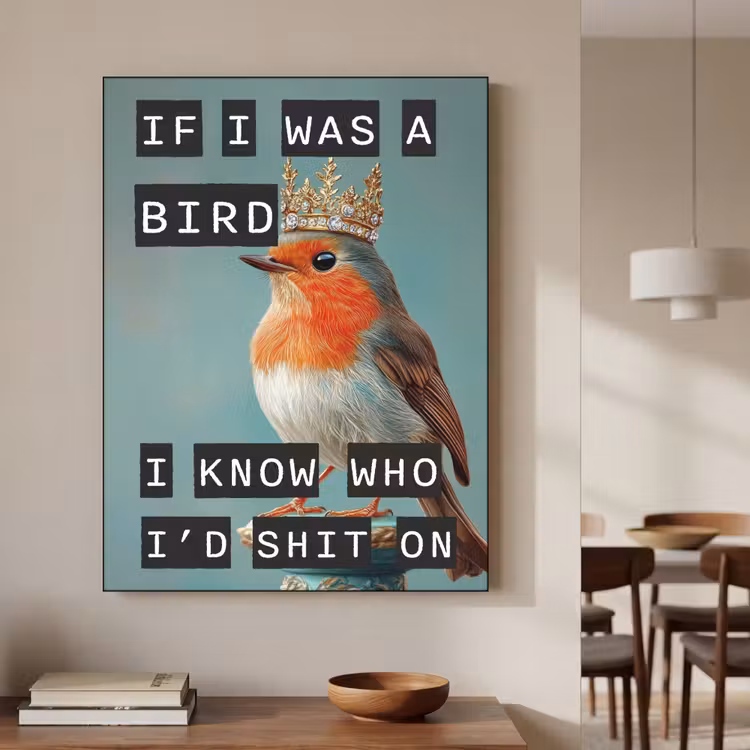 Art Frame - Roodborstje - Vogel - Blauw - Decoratie — 5