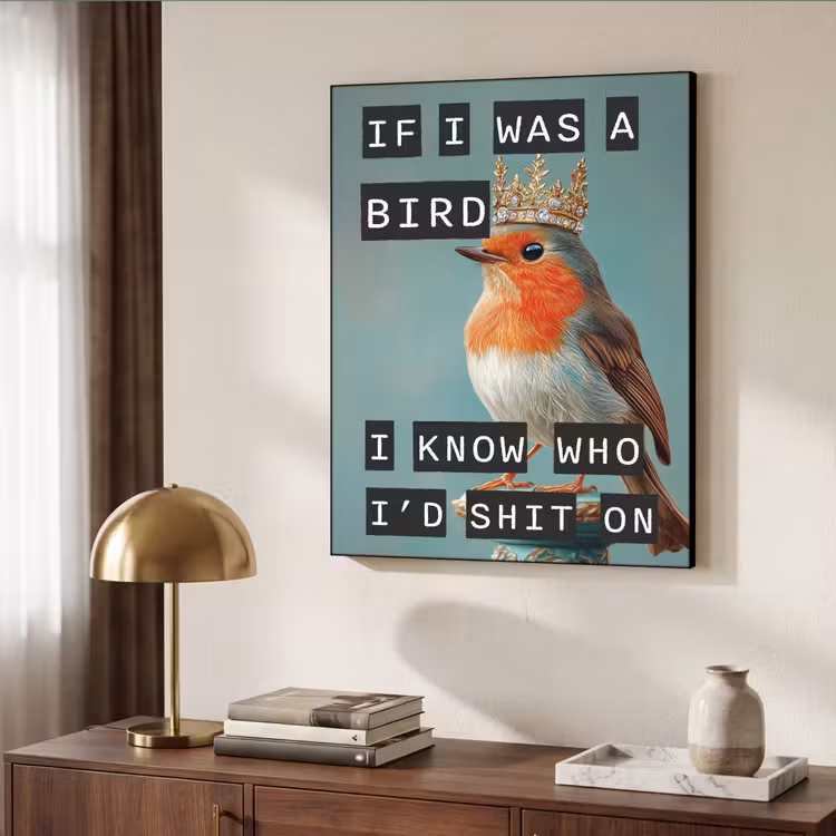 Art Frame - Roodborstje - Vogel - Blauw - Decoratie — 6