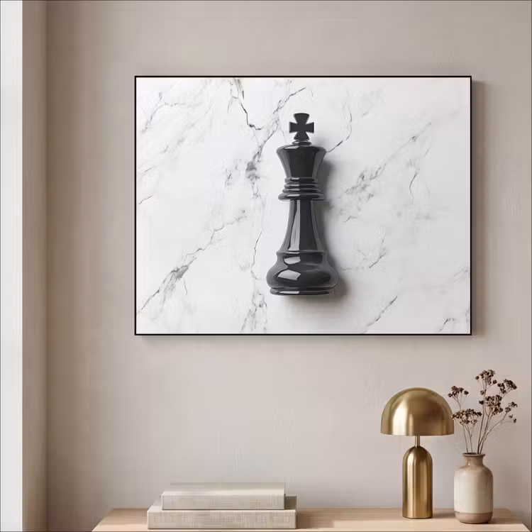 Art Frame - Schaakstuk - Koning - Zwart - Marmer — 3