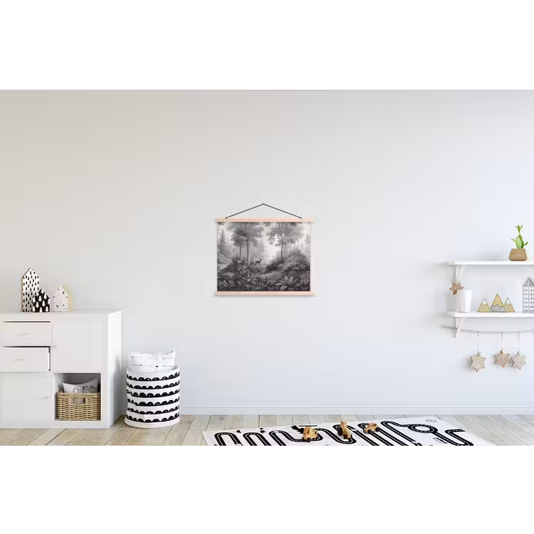 Schoolplaat - Bos - Hert - Zwart - Wit — 3