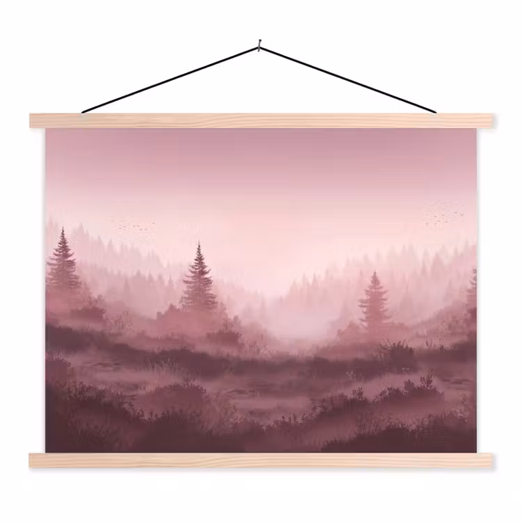 Schoolplaat - Landschap - Mistig - Roze — 1