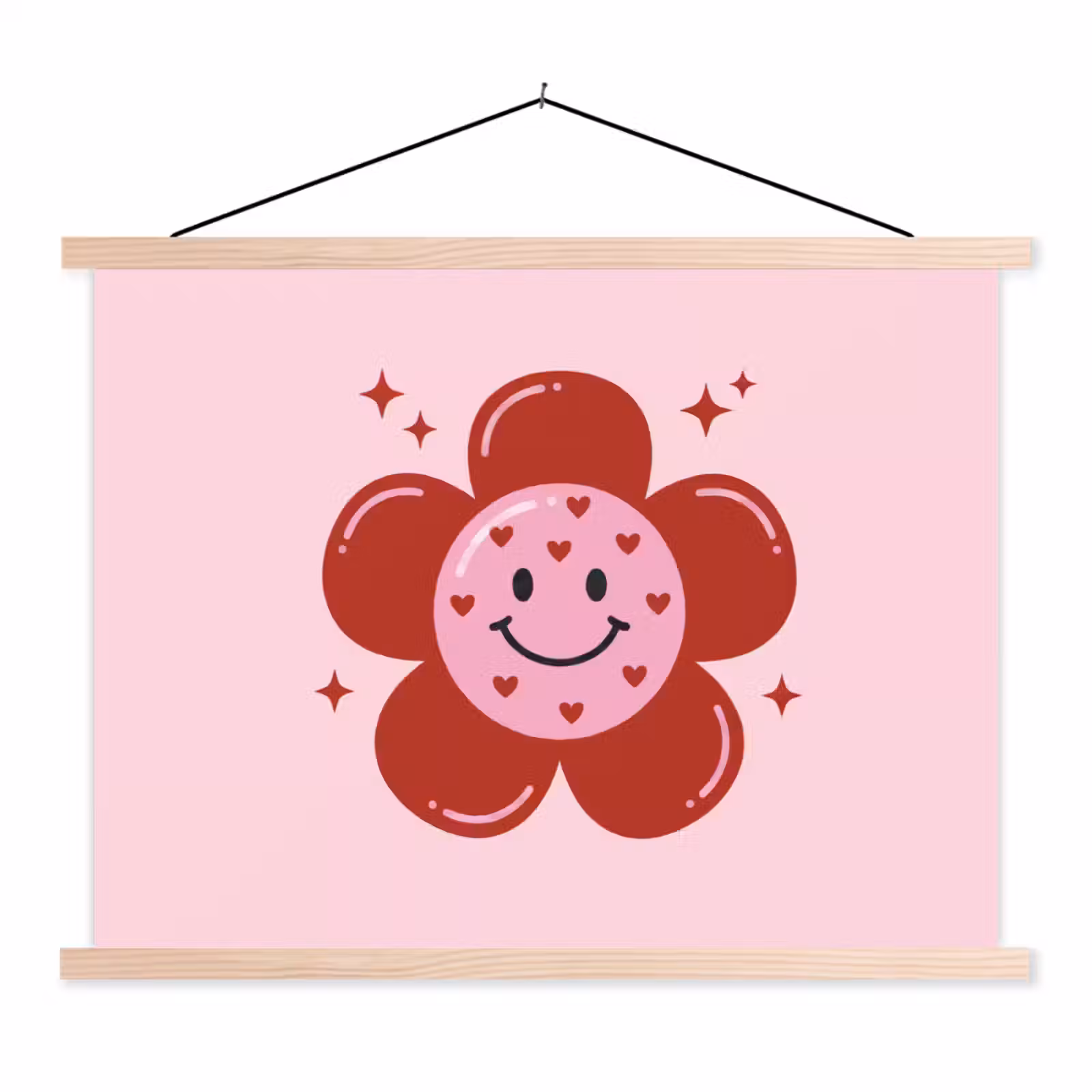Schoolplaat - Bloem - Roze - Hartjes — 1