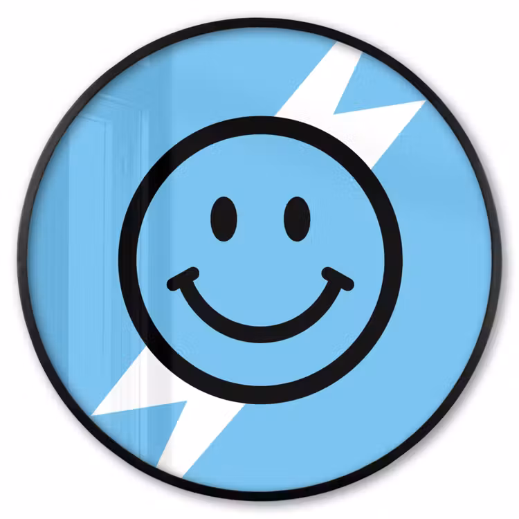 Ronde fotolijst - Smiley - Blauw - Bliksem — 1