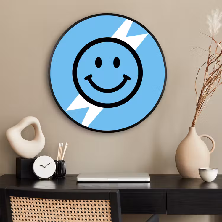 Ronde fotolijst - Smiley - Blauw - Bliksem — 2