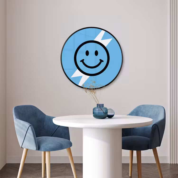 Ronde fotolijst - Smiley - Blauw - Bliksem — 3