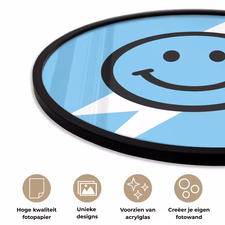 Ronde fotolijst - Smiley - Blauw - Bliksem — 5