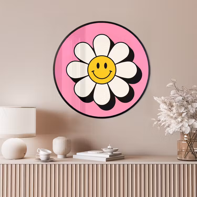 Ronde fotolijst - Smiley - Bloem - Roze — 4