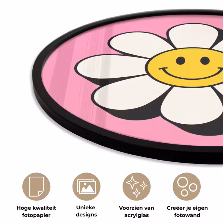 Ronde fotolijst - Smiley - Bloem - Roze — 5
