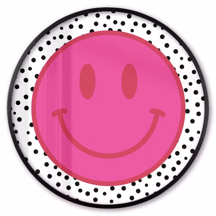 Ronde fotolijst - Smiley - Roze - Stippen — 1