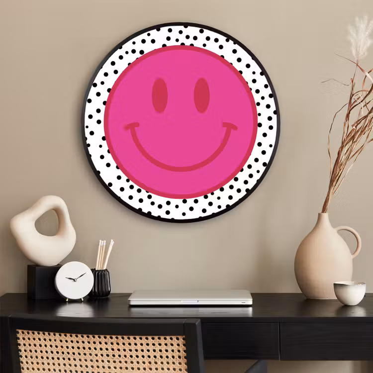 Ronde fotolijst - Smiley - Roze - Stippen — 2