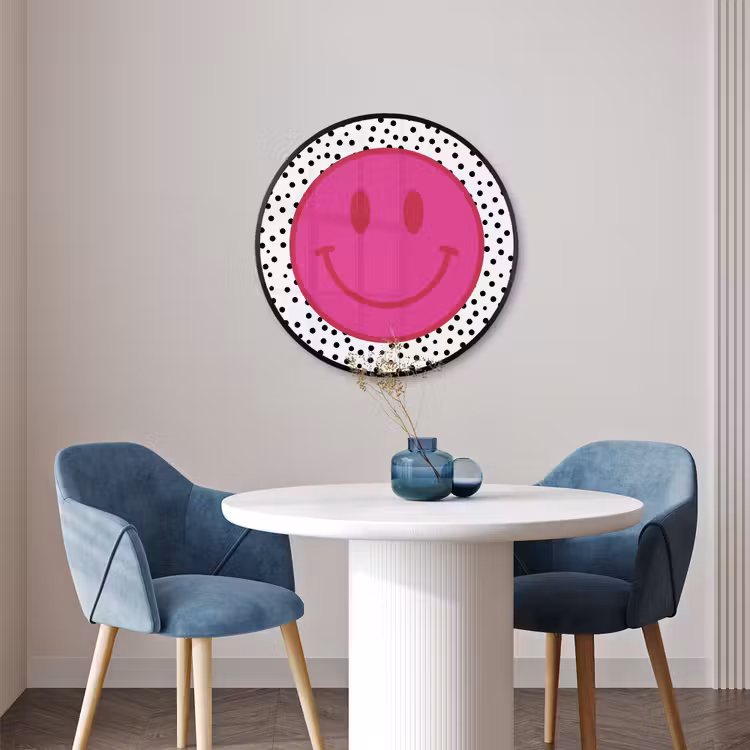 Ronde fotolijst - Smiley - Roze - Stippen — 3