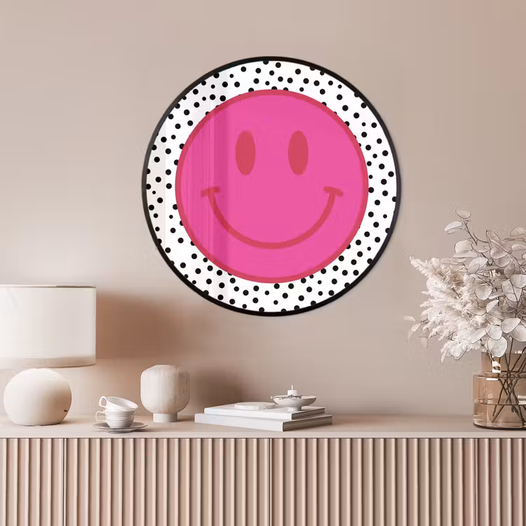 Ronde fotolijst - Smiley - Roze - Stippen — 4