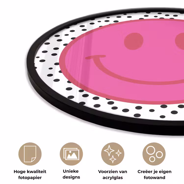 Ronde fotolijst - Smiley - Roze - Stippen — 5