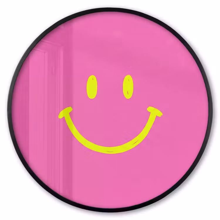Ronde fotolijst - Smiley - Vrolijk - Roze — 1