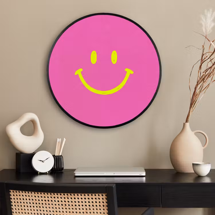 Ronde fotolijst - Smiley - Vrolijk - Roze — 2