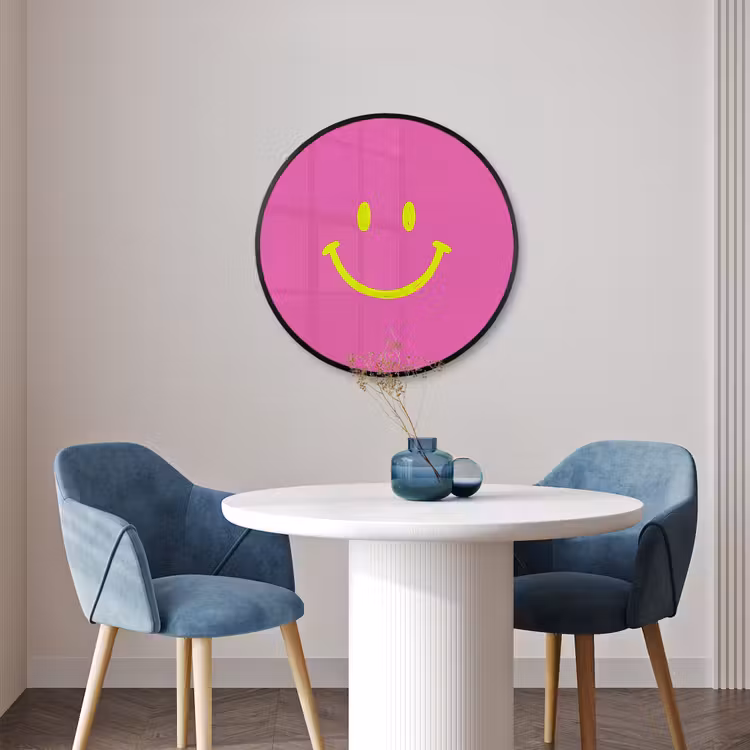 Ronde fotolijst - Smiley - Vrolijk - Roze — 3