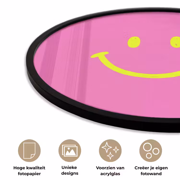 Ronde fotolijst - Smiley - Vrolijk - Roze — 5