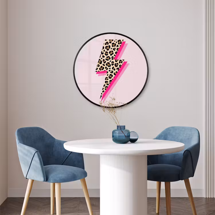 Ronde fotolijst - Stippen - Roze - Bliksem — 3