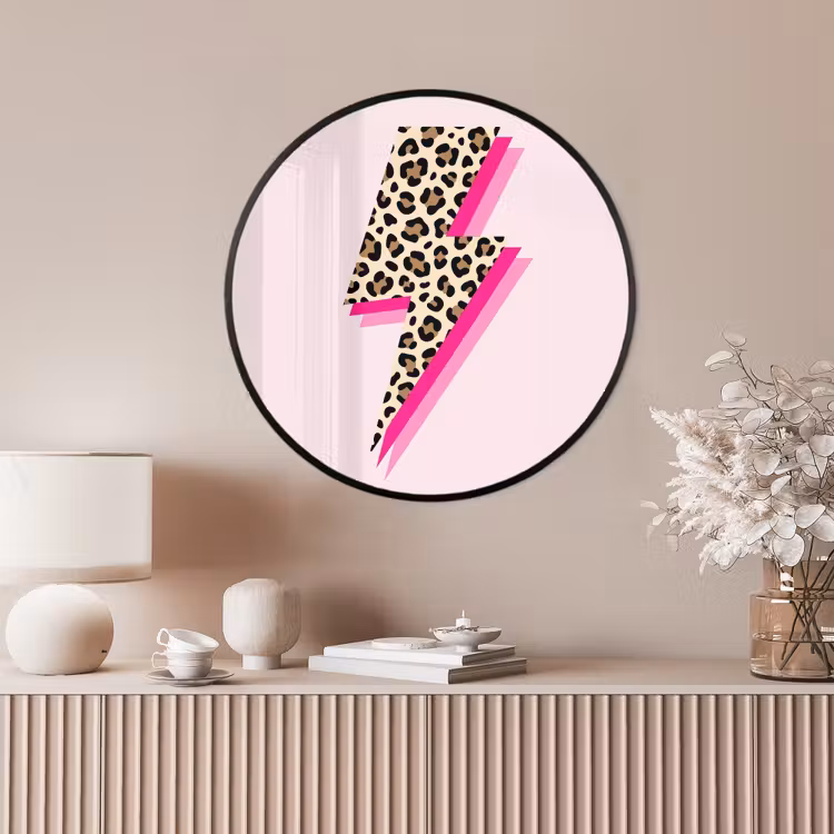Ronde fotolijst - Stippen - Roze - Bliksem — 4