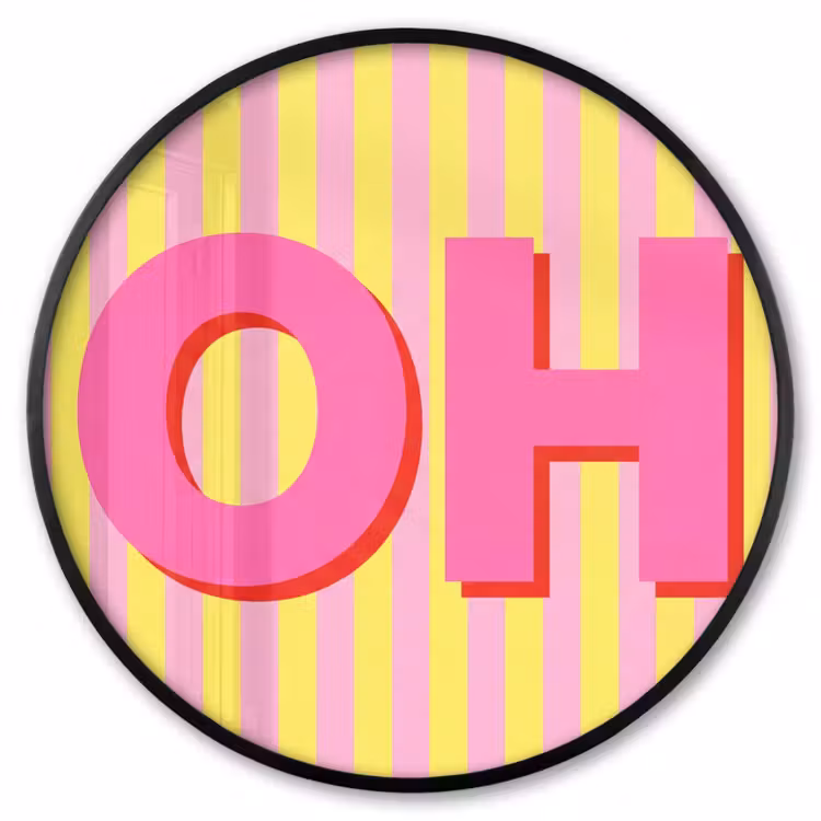 Ronde fotolijst - Tekst - Strepen - Roze — 1