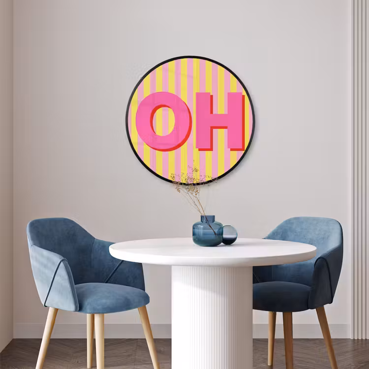 Ronde fotolijst - Tekst - Strepen - Roze — 3
