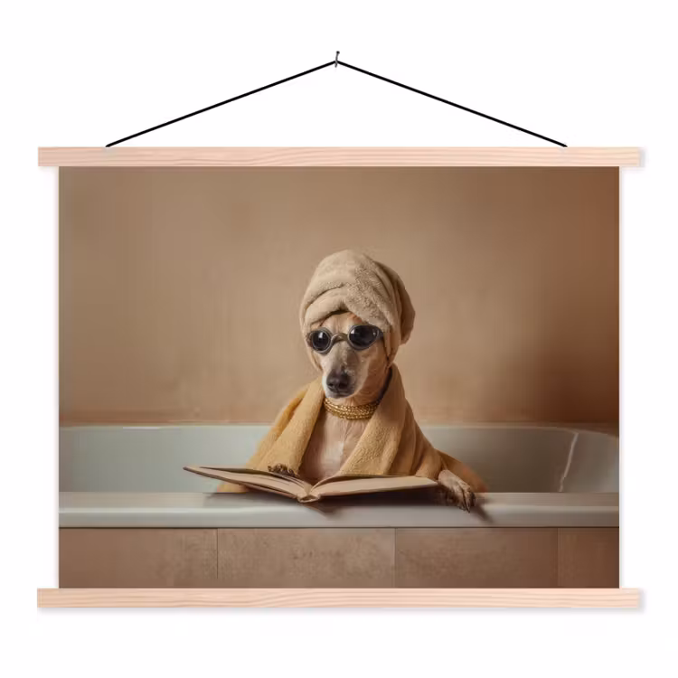 Schoolplaat - Bad - Hond - Boek - Zonnebril — 1
