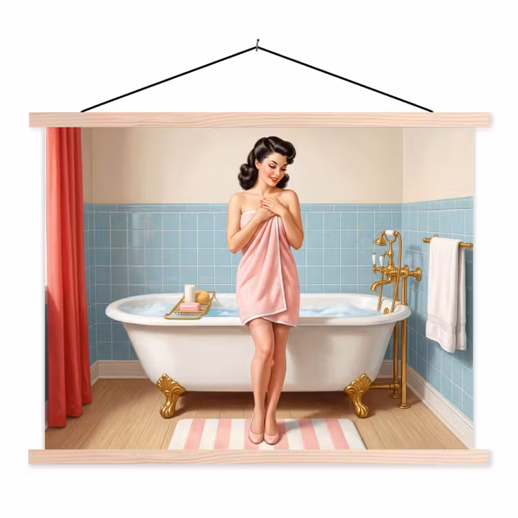 Schoolplaat - Badkamer - Vrouw - Roze — 1