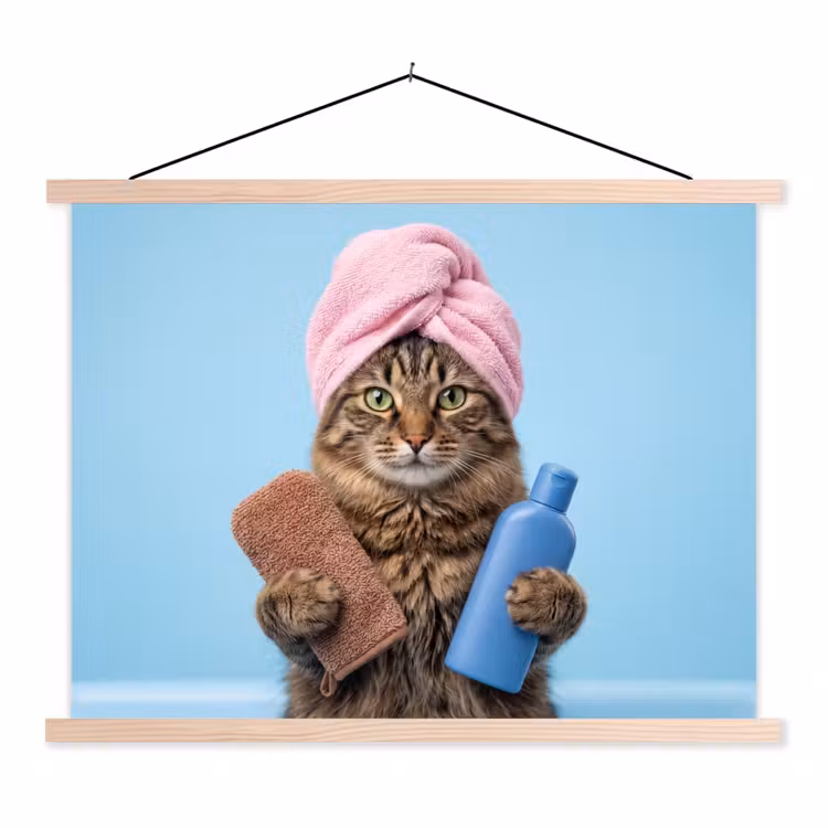 Schoolplaat - Kat - Handdoek - Washand - Zeep — 1