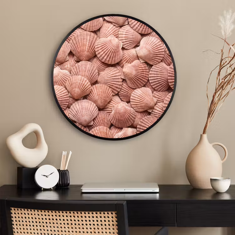 Ronde fotolijst - Schelpen - Patroon - Roze — 2