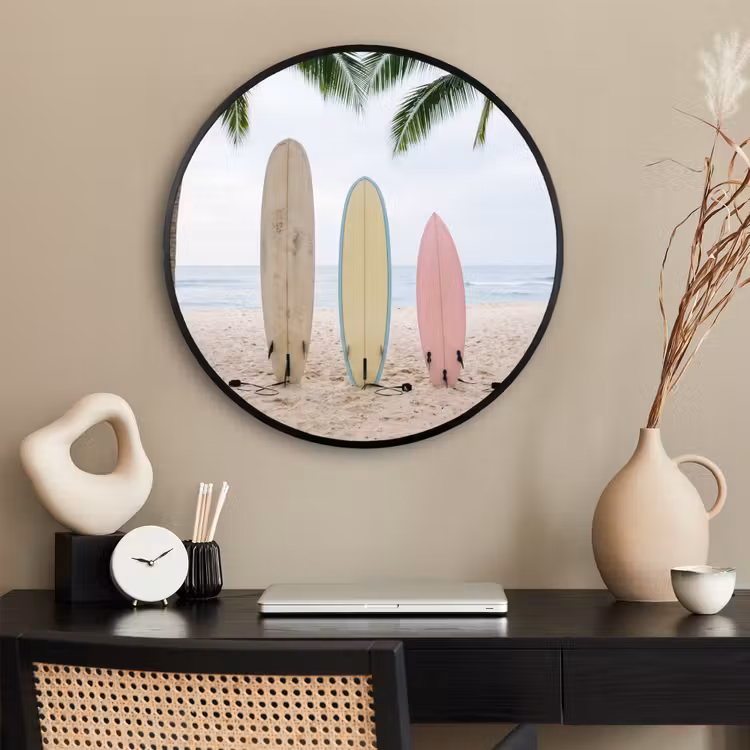 Ronde fotolijst - Surfboard - Palmbomen - Kleurrijk — 2