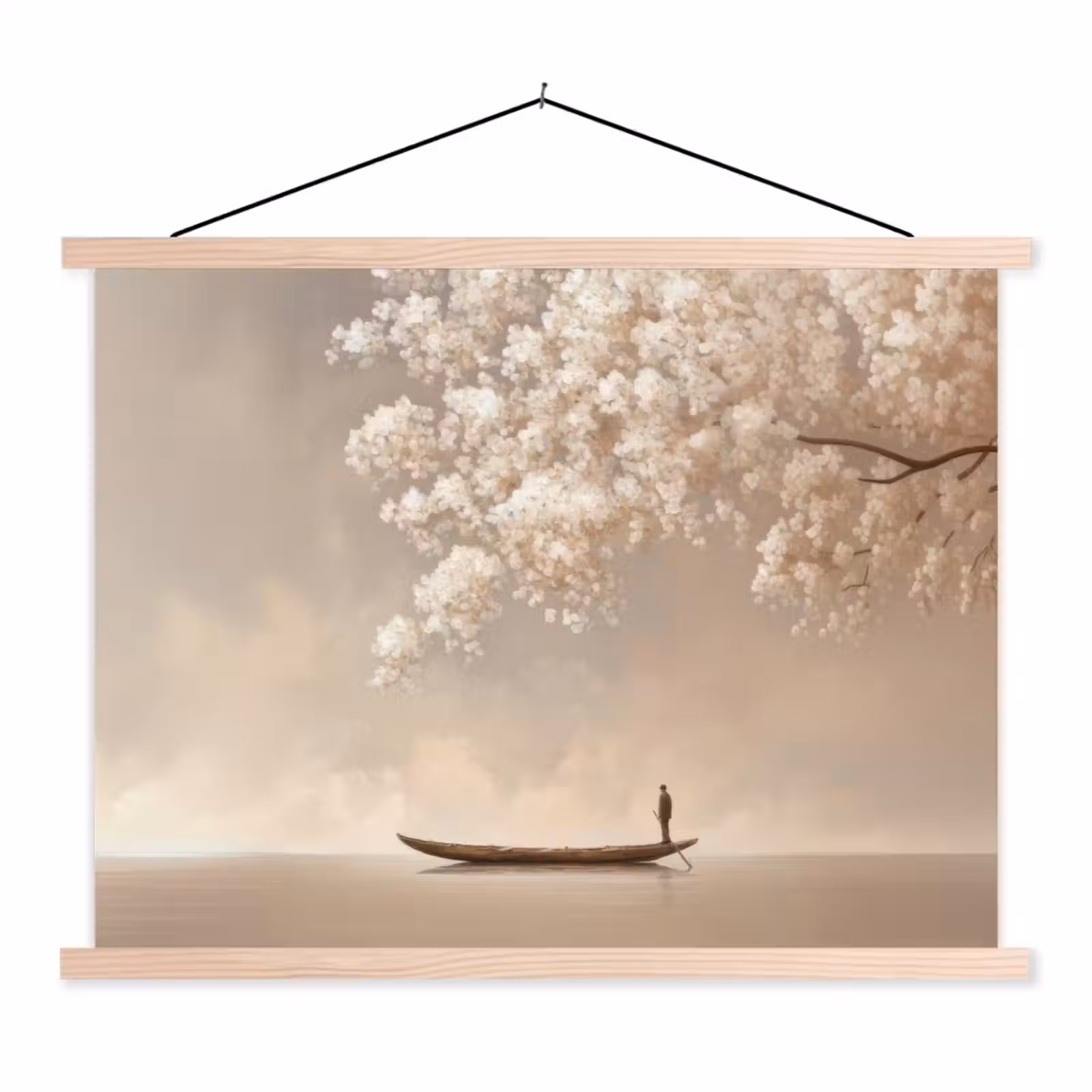 Schoolplaat - Bloesems - Wit - Boot - Minimalistisch — 1