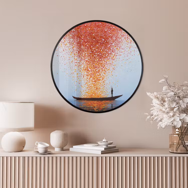Ronde fotolijst - Wolk - Confetti - Boot - Wateroppervlakte — 4