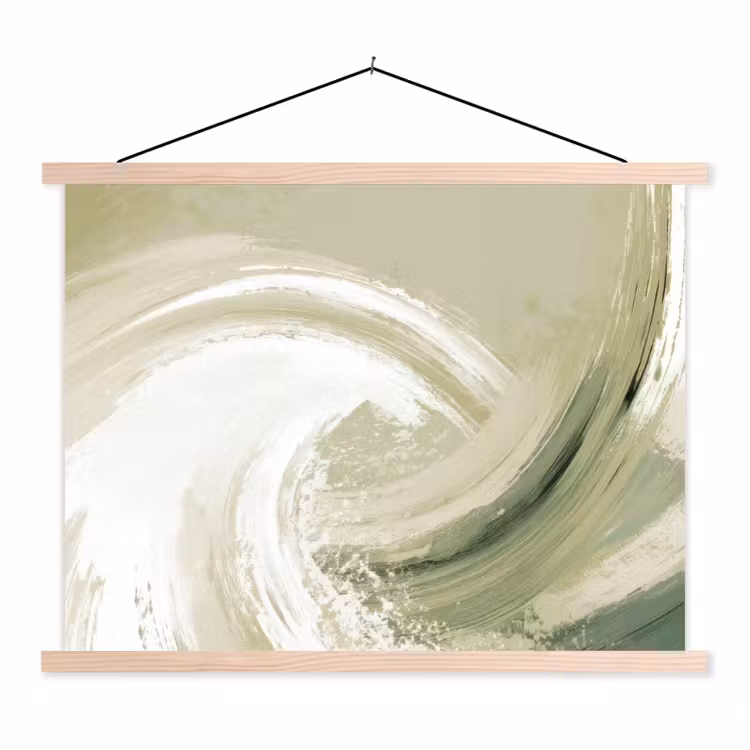 Schoolplaat - Abstract - Penseelstreken - Golven - Groen — 1
