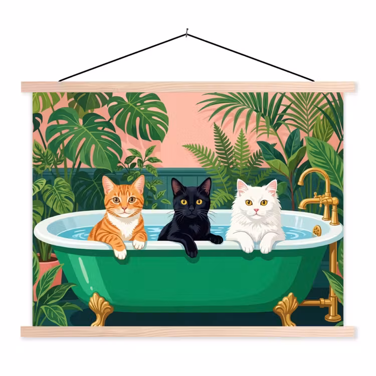 Schoolplaat - Badkamer - Kattenparade - Kleurrijk — 1